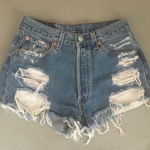 Vintage Levi button fly high waisted denim shorts